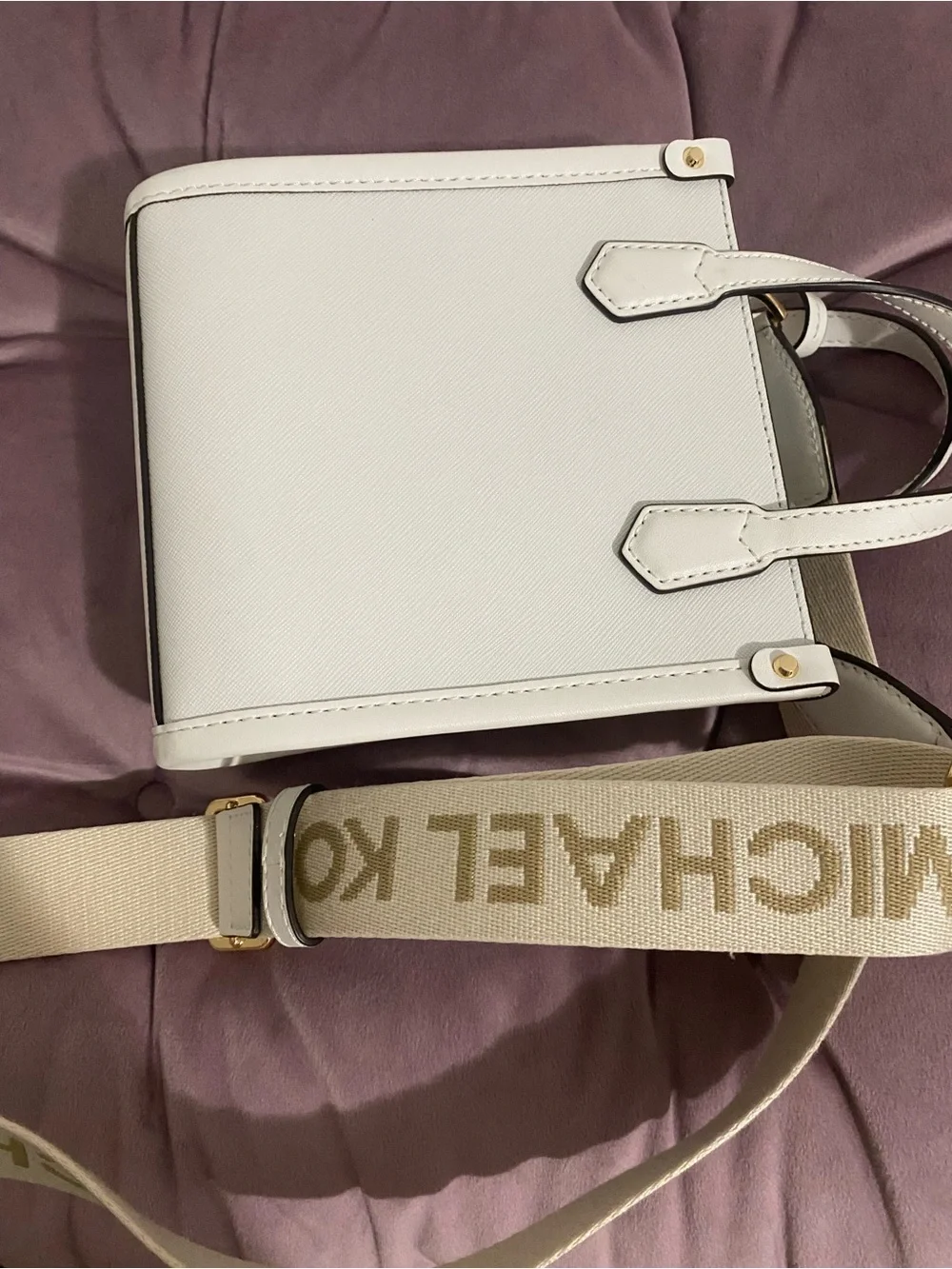 Michael Kors White Saffiano Mini Satchel with Branded Strap NEW WITHOUT TAG